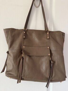 Kooba Taupe Brown Pebbled Leather Tote